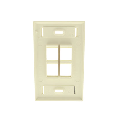 Leviton 42080-4AS Almond 1-Gang Quickport 4-Port ID Window Flush Nylon Wallplate