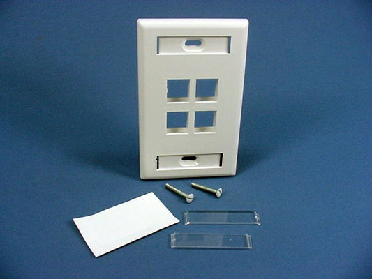 Leviton 42080-4WS White 1-Gang 4-Port Unbreakable Nylon Standard Wallplate Cover