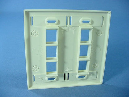 Leviton Almond Quickport 6-Port ID Window Flush Wallplate 2-Gang Cover 42080-6AP