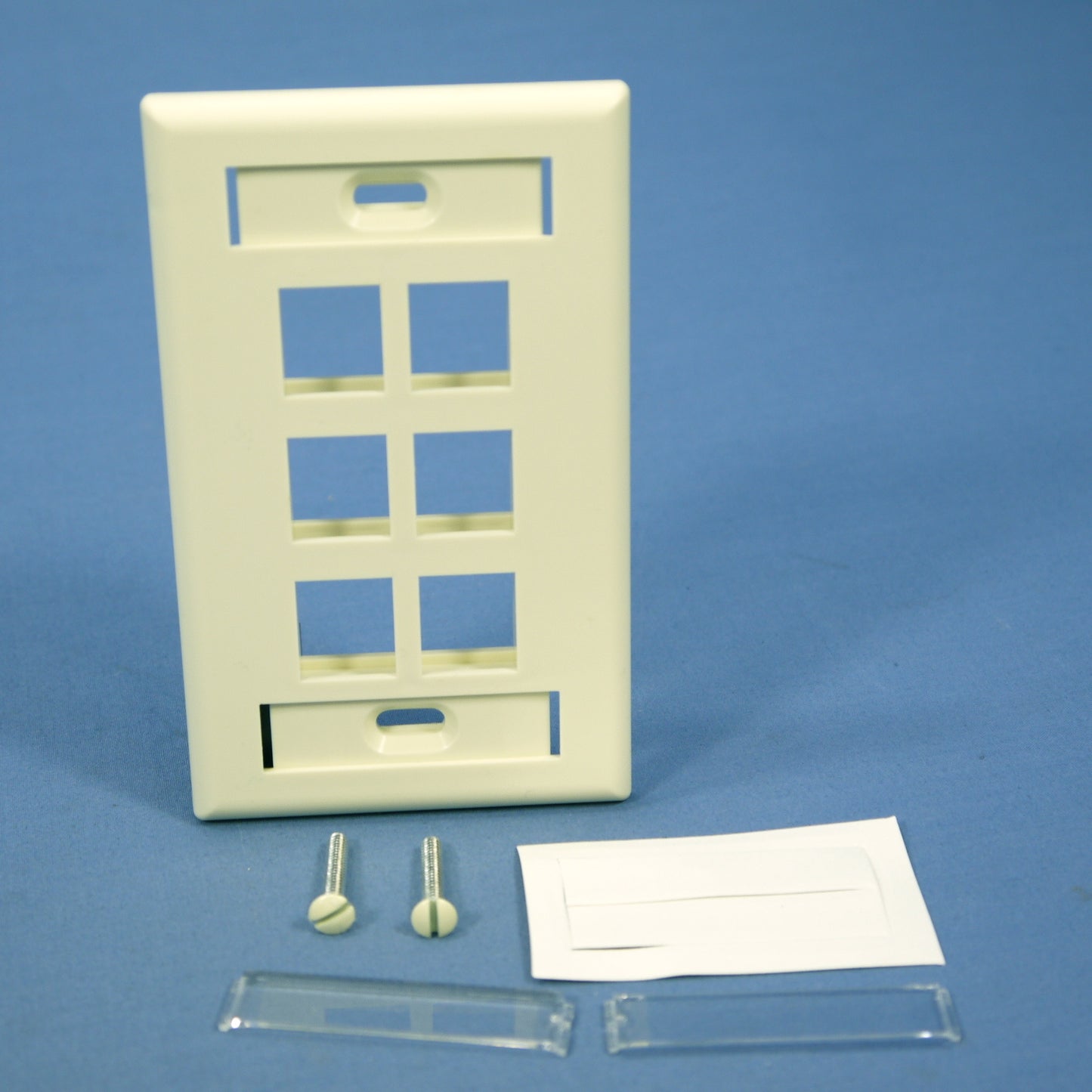 Leviton Almond Quickport 6-Port ID Window Flush Wallplate 1-Gang Cover 42080-6AS