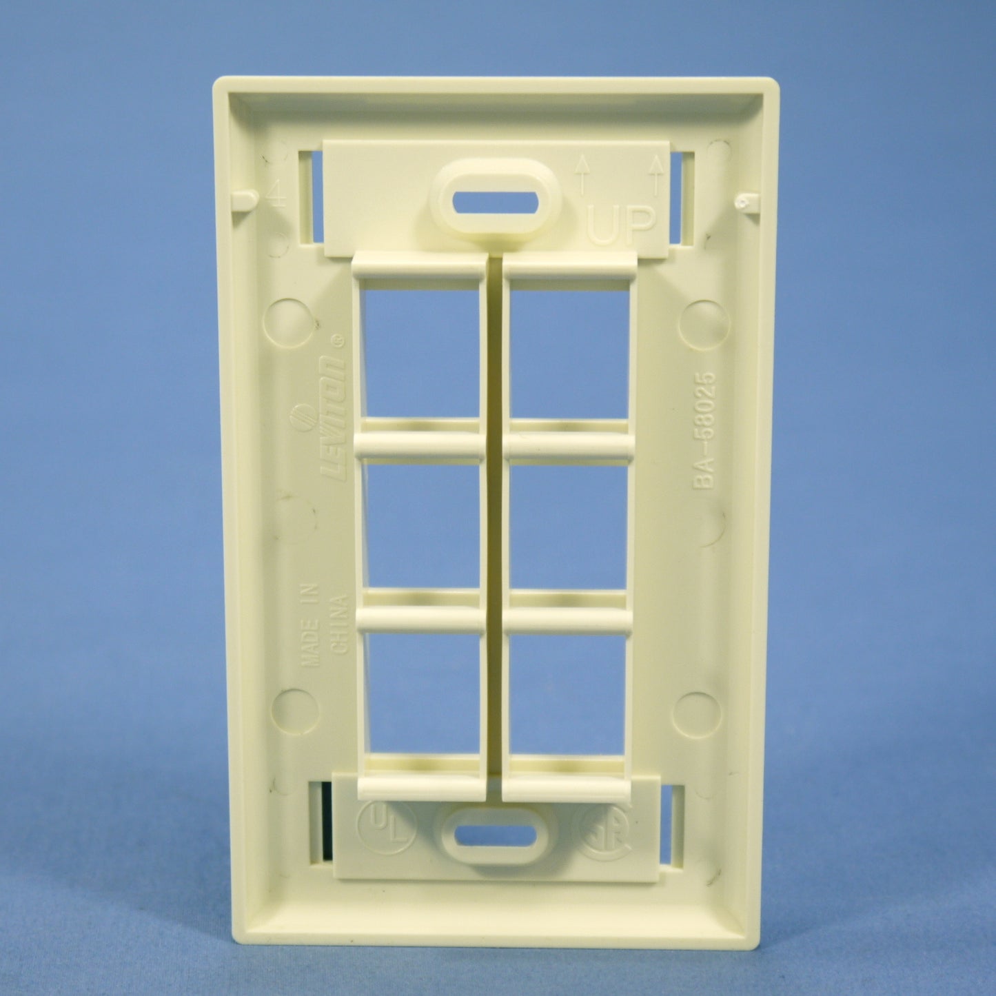 Leviton Almond Quickport 6-Port ID Window Flush Wallplate 1-Gang Cover 42080-6AS