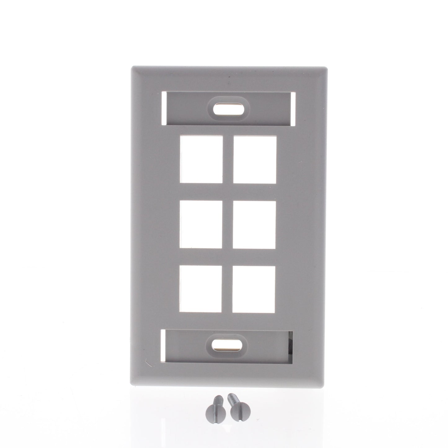 Leviton Gray 1-Gang Quickport 6-Port Data Plastic Wallplate ID Window 42080-6GS