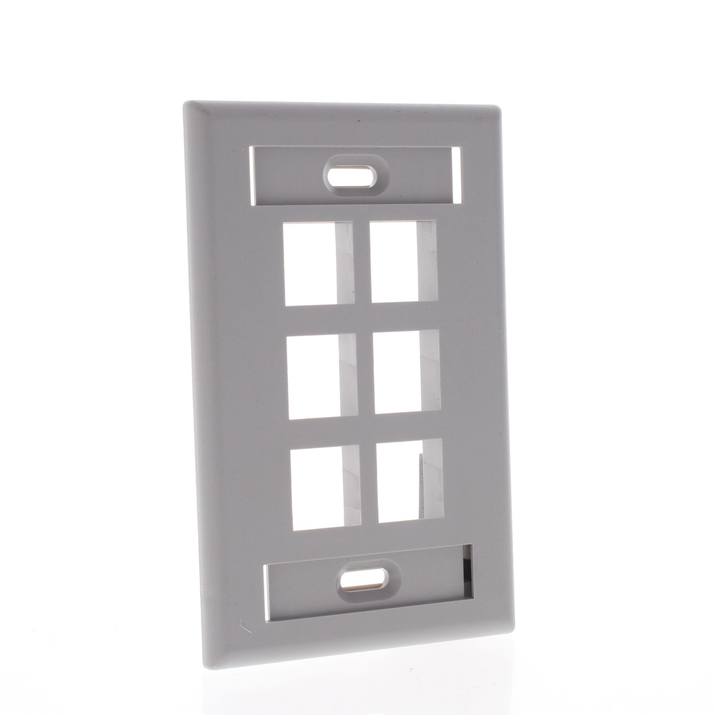 Leviton Gray 1-Gang Quickport 6-Port Data Plastic Wallplate ID Window 42080-6GS