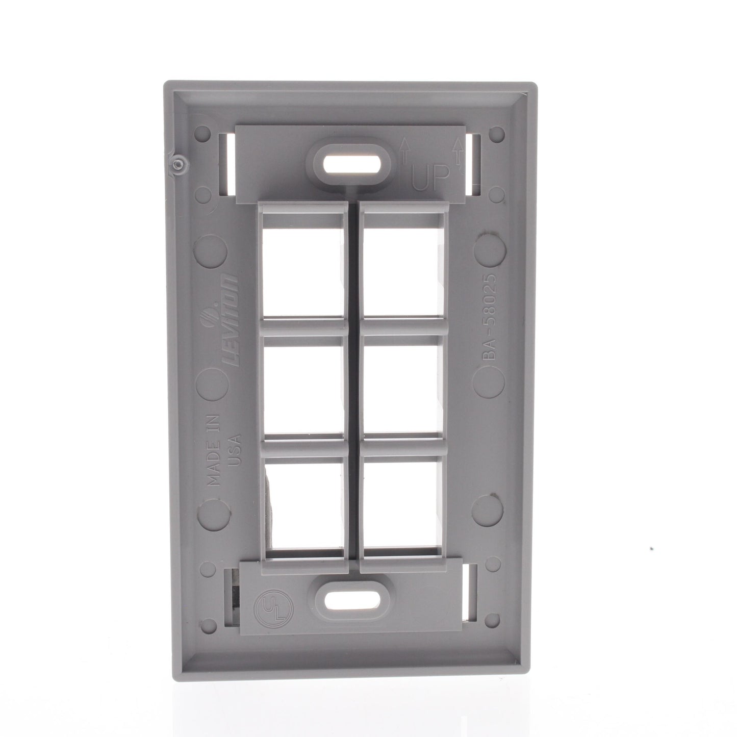 Leviton Gray 1-Gang Quickport 6-Port Data Plastic Wallplate ID Window 42080-6GS