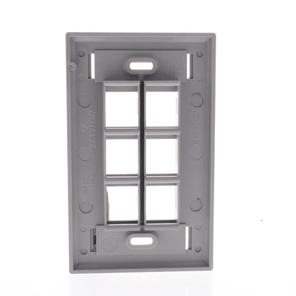 Leviton Gray 1-Gang Quickport 6-Port Data Plastic Wallplate ID Window 42080-6GS