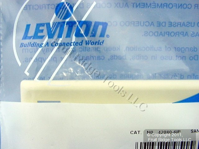 Leviton Ivory Quickport 6-Port ID Window Flush Wallplate 2-Gang Cover 42080-6IP