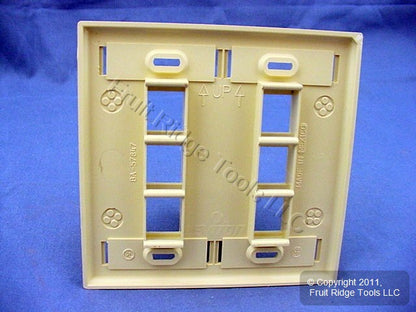 Leviton Ivory Quickport 6-Port ID Window Flush Wallplate 2-Gang Cover 42080-6IP