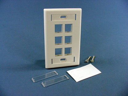 Leviton 42080-6WS White 1-Gang 6-Port Quickport Data Wallplate Covers 50-pack