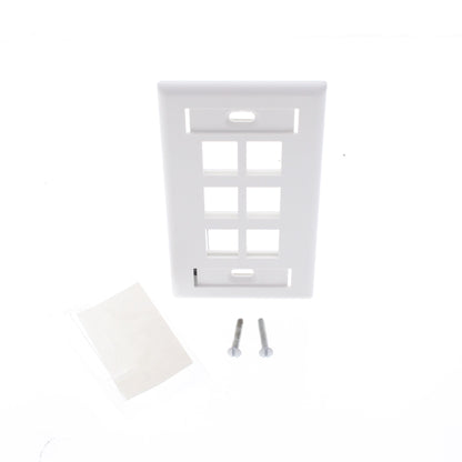 Leviton White Quickport 6-Port ID Window Flush Wallplate 1-Gang Cover 42080-6WS