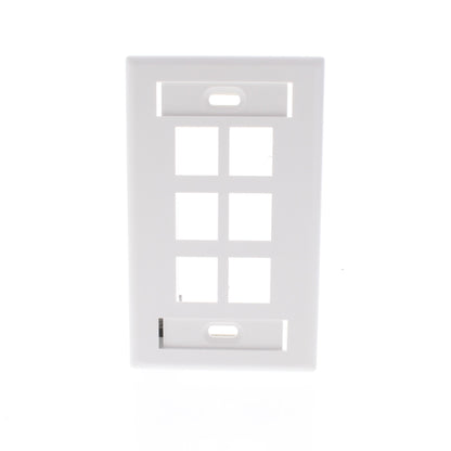 Leviton White Quickport 6-Port ID Window Flush Wallplate 1-Gang Cover 42080-6WS