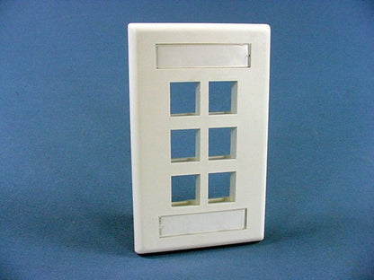 Leviton 42080-6WS White 1-Gang 6-Port Quickport Data Wallplate Covers 10-pack