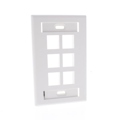 Leviton White Quickport 6-Port ID Window Flush Wallplate 1-Gang Cover 42080-6WS