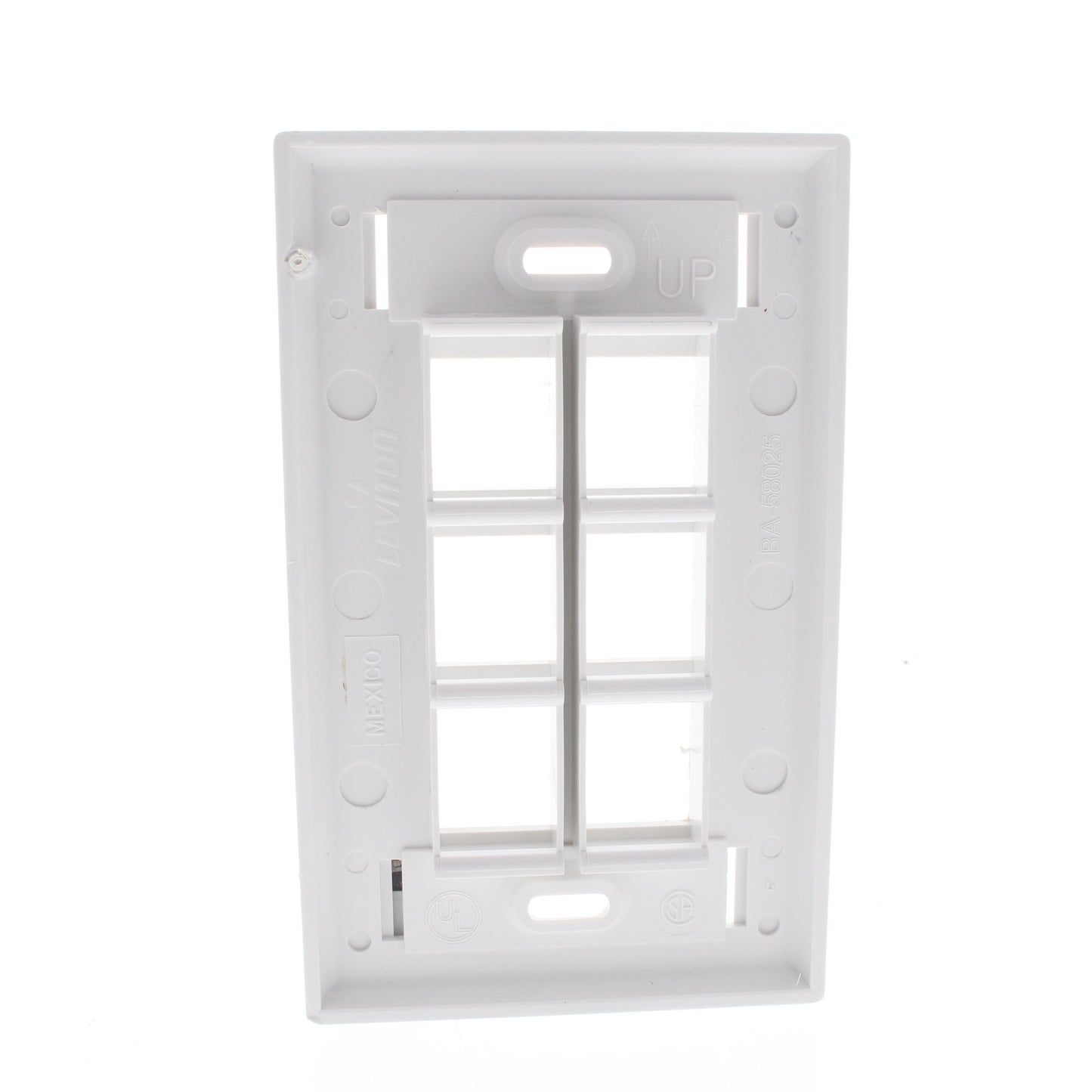 Leviton White Quickport 6-Port ID Window Flush Wallplate 1-Gang Cover 42080-6WS