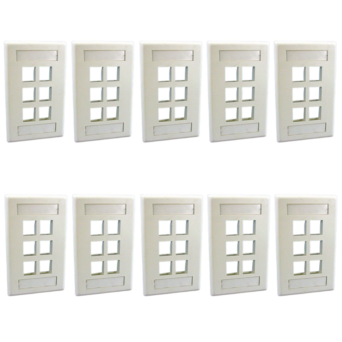 Leviton 42080-6WS White 1-Gang 6-Port Quickport Data Wallplate Covers 10-pack