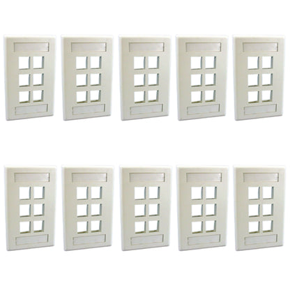 Leviton 42080-6WS White 1-Gang 6-Port Quickport Data Wallplate Covers 10-pack