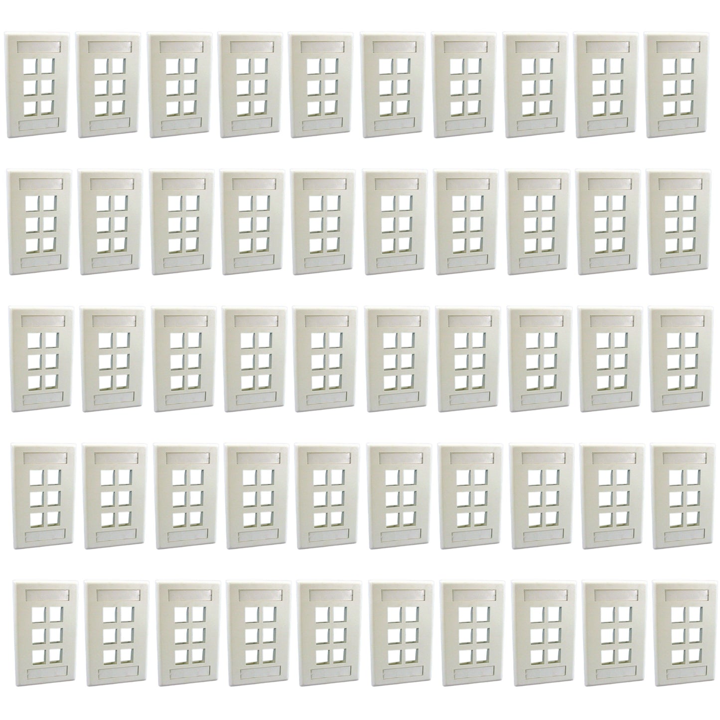 Leviton 42080-6WS White 1-Gang 6-Port Quickport Data Wallplate Covers 50-pack