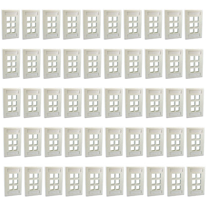 Leviton 42080-6WS White 1-Gang 6-Port Quickport Data Wallplate Covers 50-pack