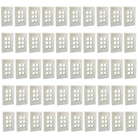 Leviton 42080-6WS White 1-Gang 6-Port Quickport Data Wallplate Covers 50-pack