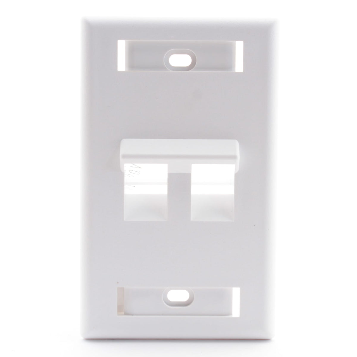 Leviton 42081-2WS Angled QuickPort Wallplate w/ ID Window 2-Port Single Gang - White