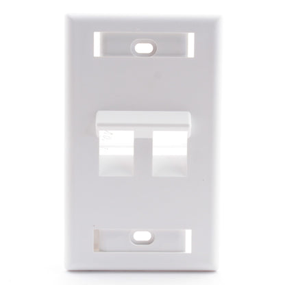 Leviton 42081-2WS Angled QuickPort Wallplate w/ ID Window 2-Port Single Gang - White