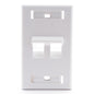 Leviton 42081-2WS Angled QuickPort Wallplate w/ ID Window 2-Port Single Gang - White