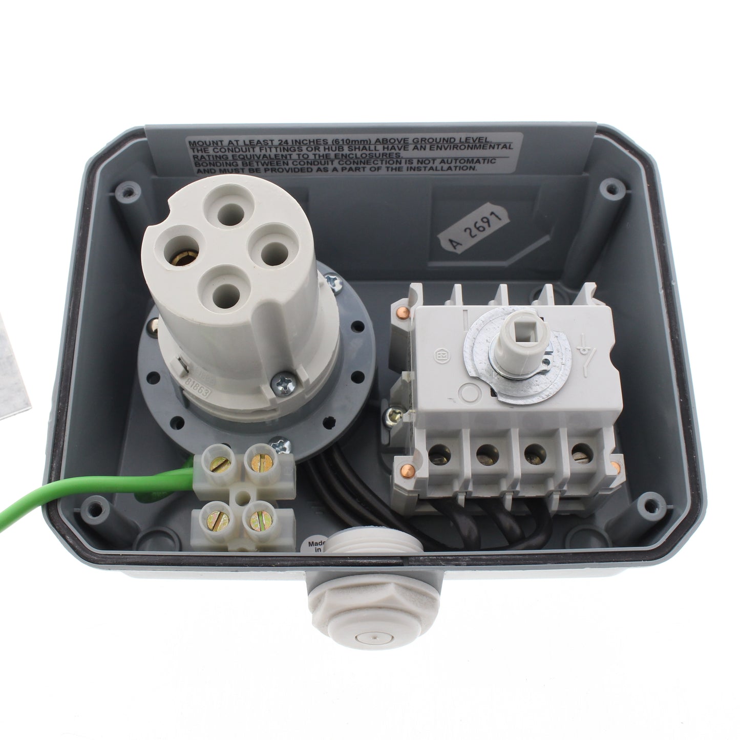 Leviton 420MI9W Mechanical Interlock Non-Fused Pin & Sleeve 20A 3PH 240VAC 10HP
