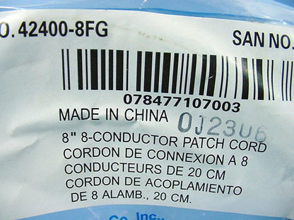 Leviton Gray 8" 8-Wire Modular Line Cord Patch Jumper RJ45 42400-8FG