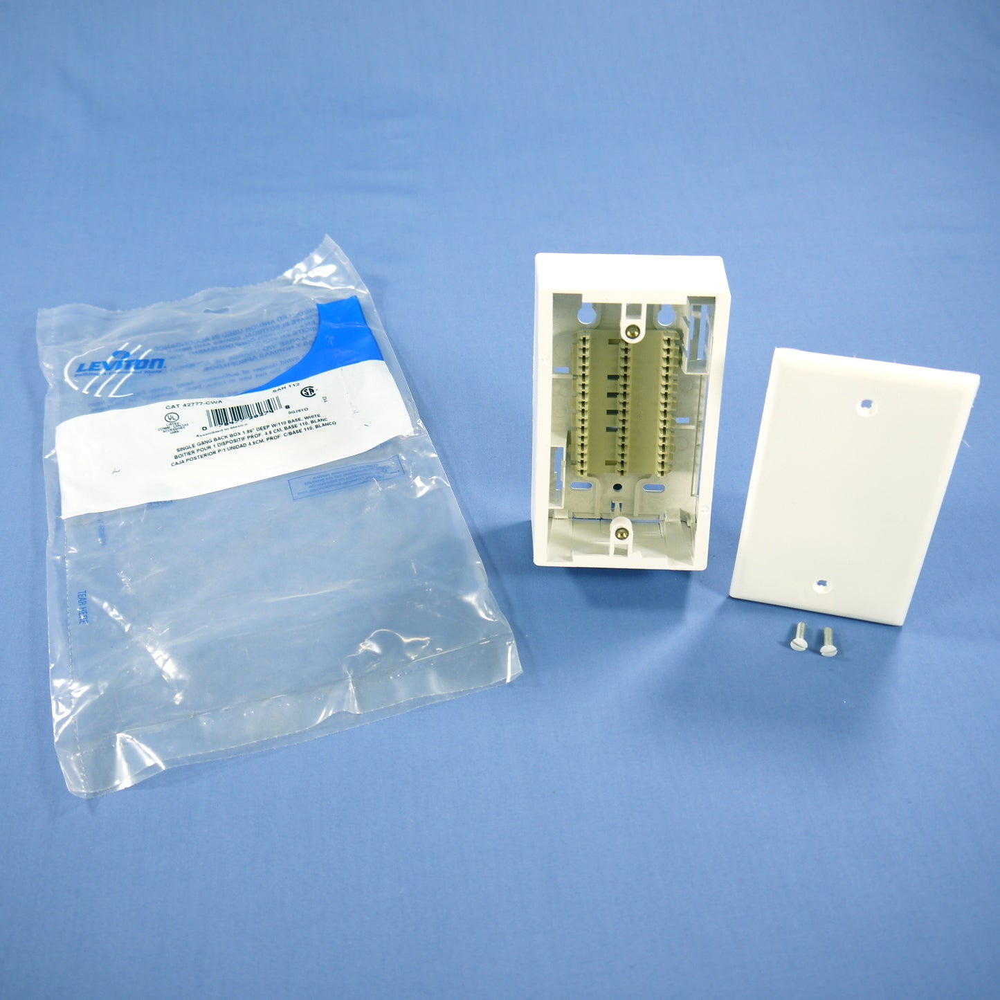 Leviton 42777-CWA White Quickport Surface Mount 1.89" Deep Back Box w/ 110 Base