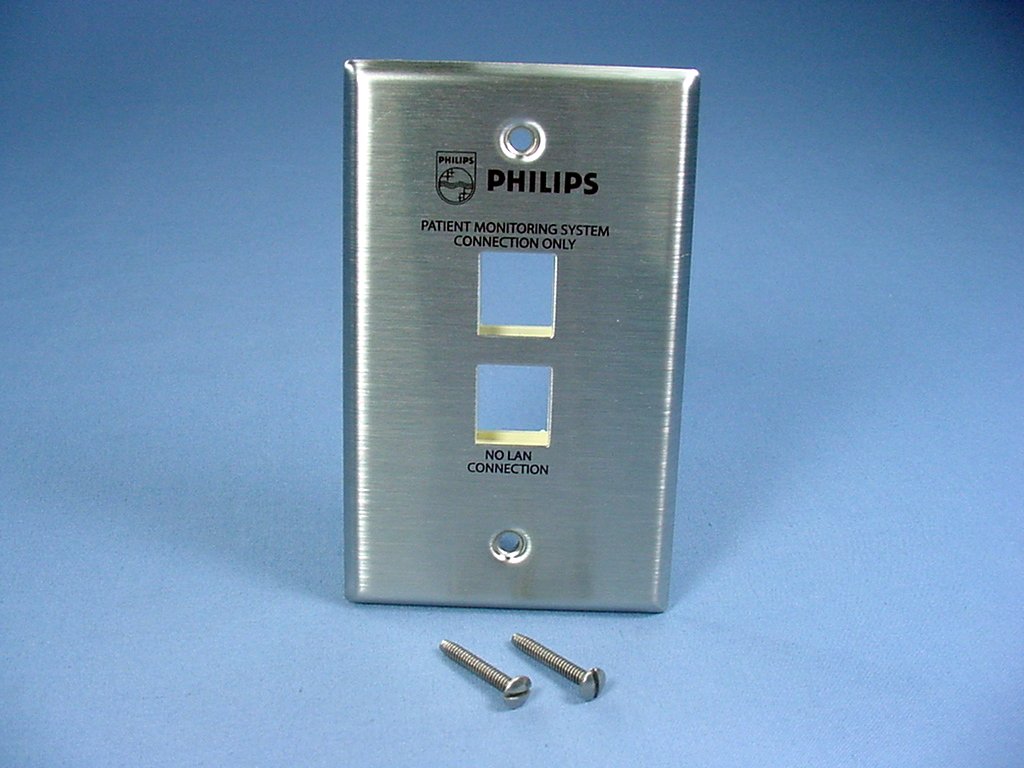 Leviton 2-Port Philips Patient Monitoring Stainless Quickport Plate 43080-1S2