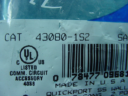 Leviton 2-Port Stainless Steel Quickport Jack Wall Plate Box Mount 43080-1S2-320