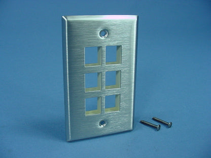 Leviton 6-Port Stainless Steel Quickport Wallplate 43080-1S6