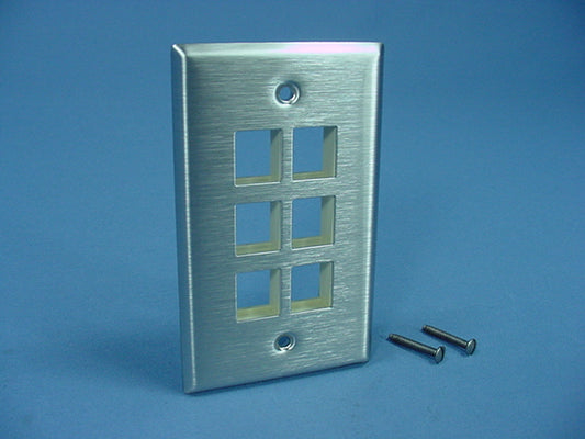 Leviton 6-Port Stainless Steel Quickport Wallplate 43080-1S6