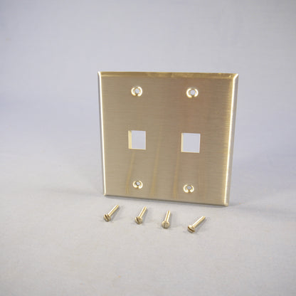 Leviton STANDARD 2-Port 2-Gang Stainless Steel Quickport Wallplate 43080-2S2