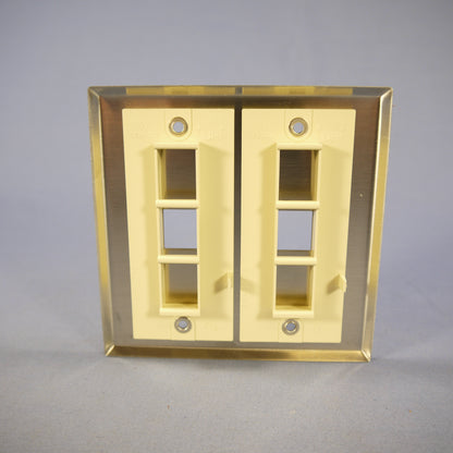 Leviton STANDARD 2-Port 2-Gang Stainless Steel Quickport Wallplate 43080-2S2