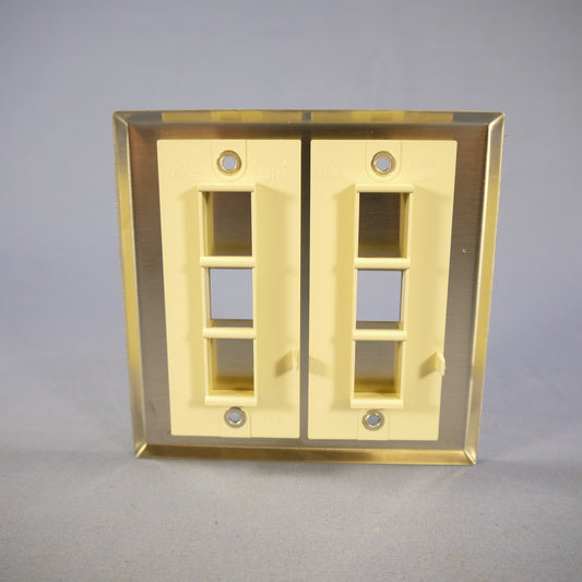 Leviton STANDARD 2-Port 2-Gang Stainless Steel Quickport Wallplate 43080-2S2