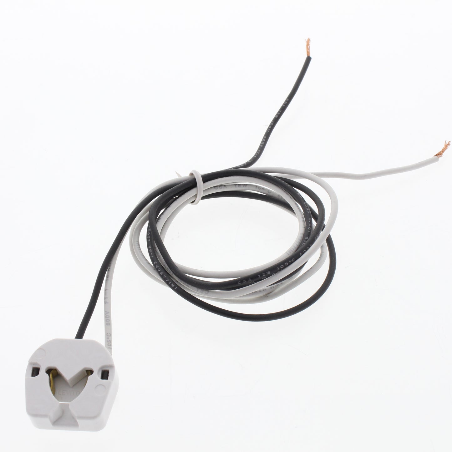 Leviton 434-W White Fluorescent Lamp Holder Light Socket Long Leads