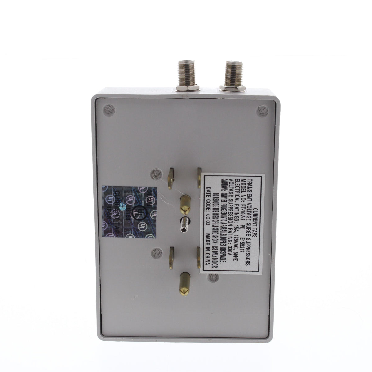 Leviton 4400-PC Gray Surge Protector 6-Outlet Receptacle Adapter w/ Coaxial CATV
