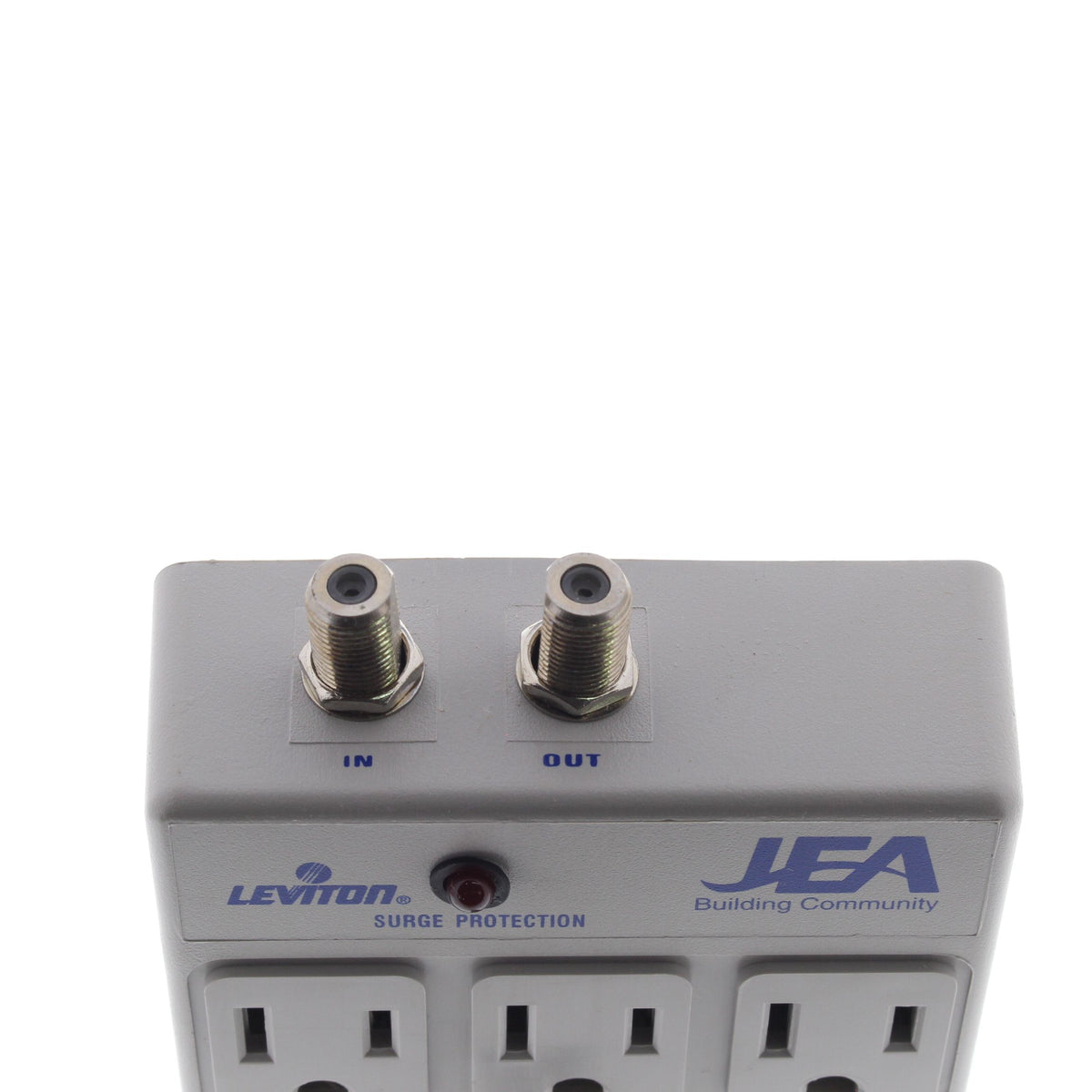 Leviton 4400-PC Gray Surge Protector 6-Outlet Receptacle Adapter w/ Coaxial CATV