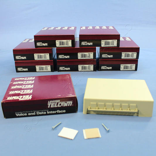 Leviton 45001-I Ivory 12-Port Surface Mount Jacks Telephone Data Block 10-Pack