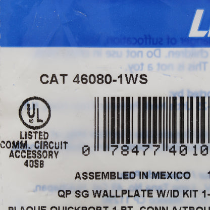 Leviton White Quickport 1-Port Wallplate ID Window 46080-1WS