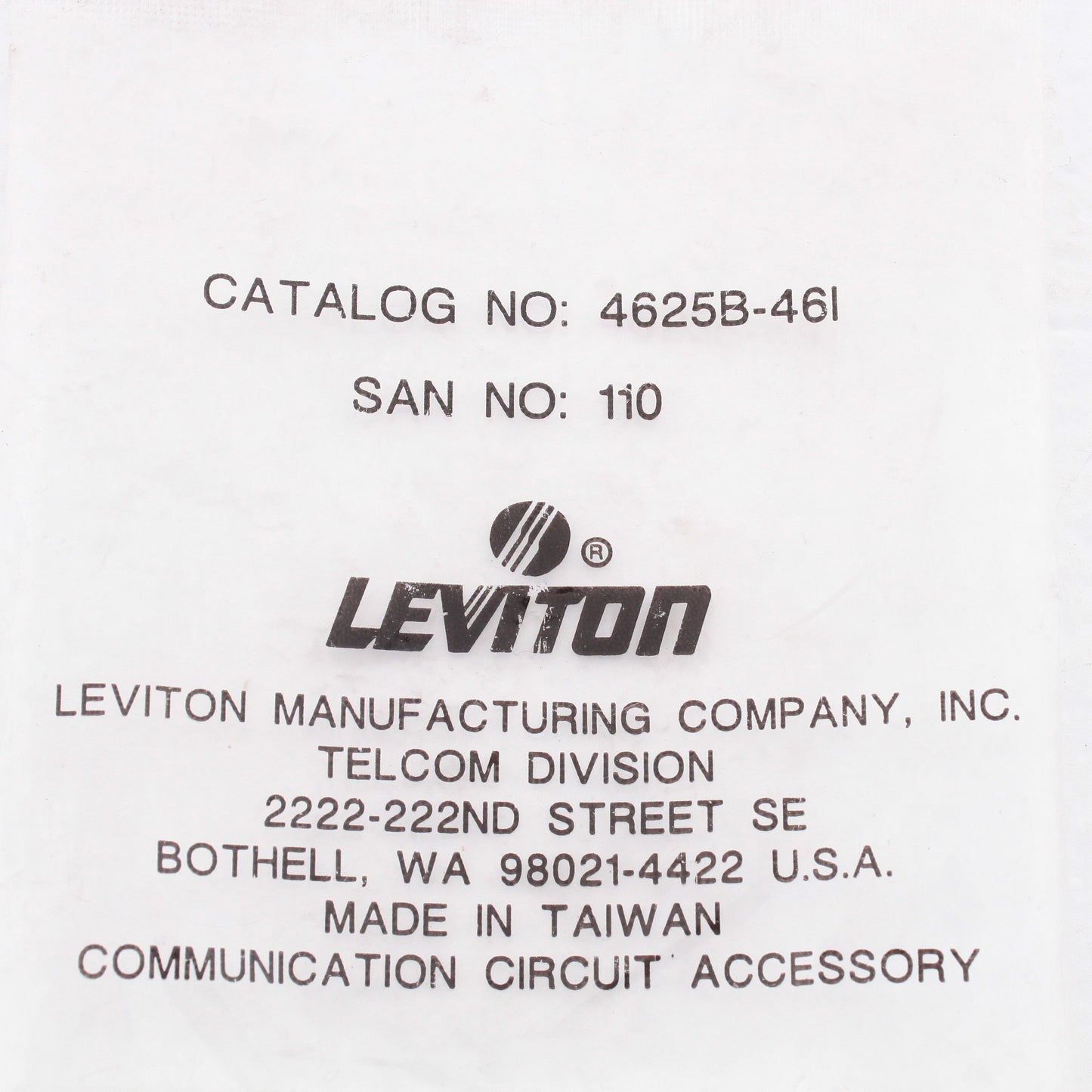 Leviton Ivory Standard Telephone 3-Line Wall Jack Cover Plate 6P6C 4625B-46I
