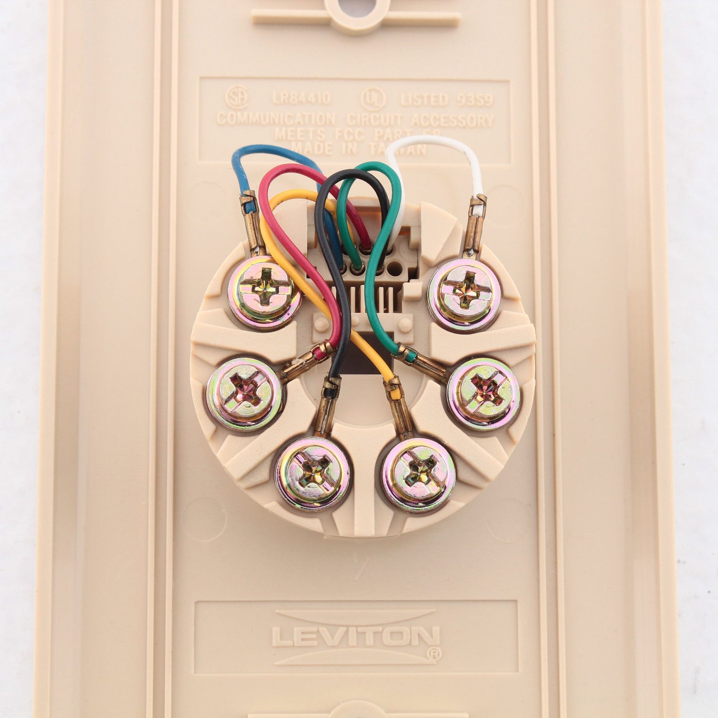 Leviton Ivory Standard Telephone 3-Line Wall Jack Cover Plate 6P6C 4625B-46I