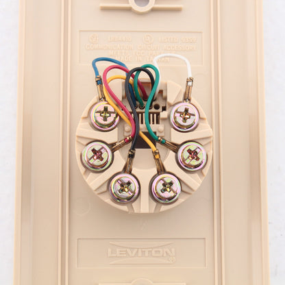 Leviton Ivory Standard Telephone 3-Line Wall Jack Cover Plate 6P6C 4625B-46I