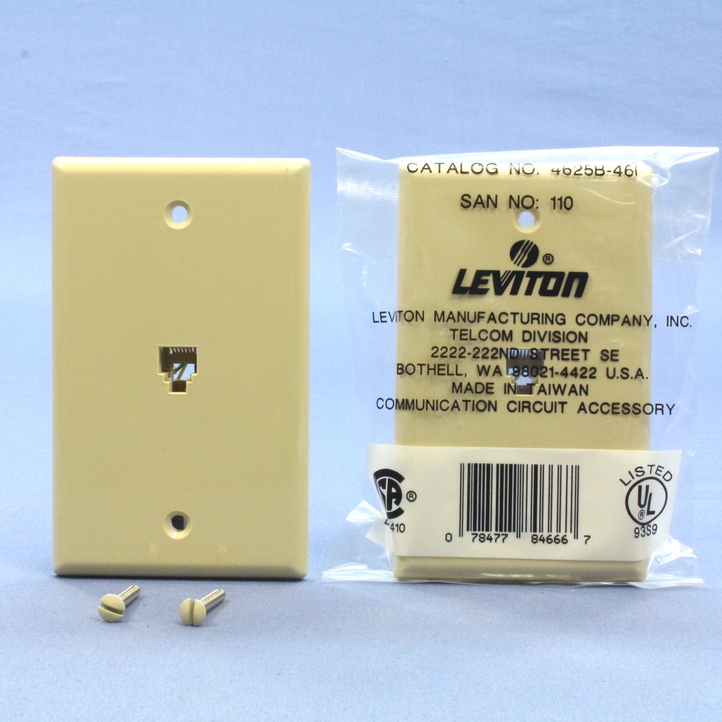 Leviton 4625B-46I Ivory 1-Gang Phone Jack Unbreakable Nylon Wallplate Cover 2pcs