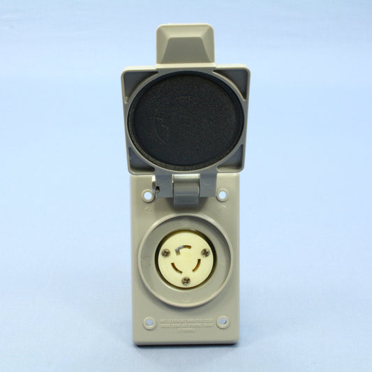 Leviton 4715-FWP Weather Resistant Cover Locking Flanged Outlet Receptacle L5-15