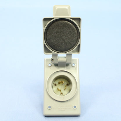 Leviton Weather Resistant Cover Locking Flanged Inlet Plug Nema L5-15P 4716-FWP