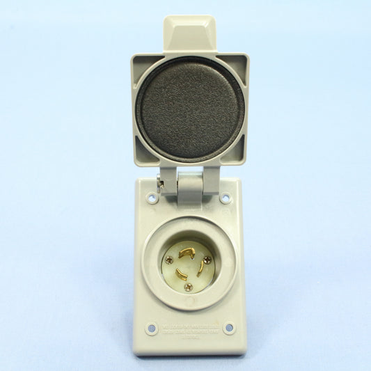 Leviton Weather Resistant Cover Locking Flanged Inlet Plug Nema L5-15P 4716-FWP