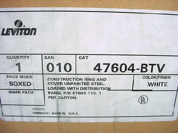 Leviton Structured Media Center SMC Panel & Basic Distribution Module 47604-BTV
