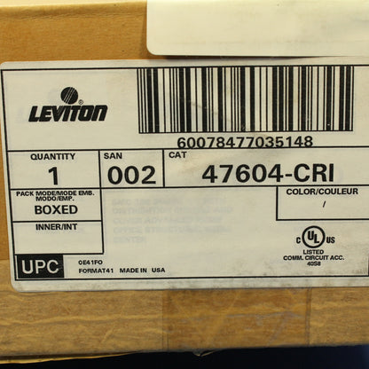 Leviton Structured Media Center Panel Cover Construction Ring & Panel 47604-CRI