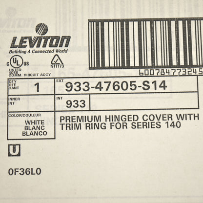 Leviton Premium 14" Hinged Cover for Structured Media Center Panel 47605-S14